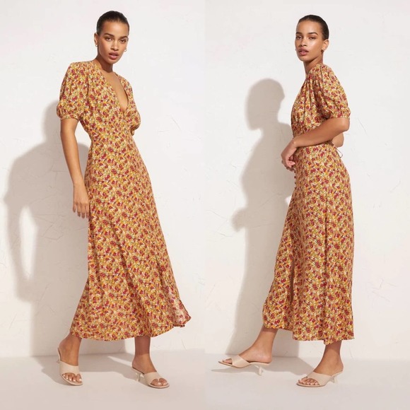 Faithfull the Brand Dresses & Skirts - Faithfull the Brand Yellow Floral Midi Dress